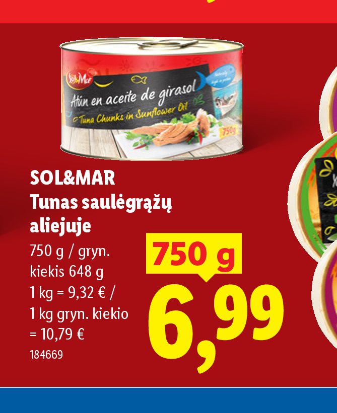 SOL&MAR Tunas saulėgrąžų aliejuje, 750 g