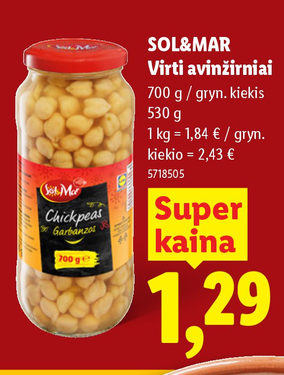 SOL&MAR Virti avinžirniai, 700 g