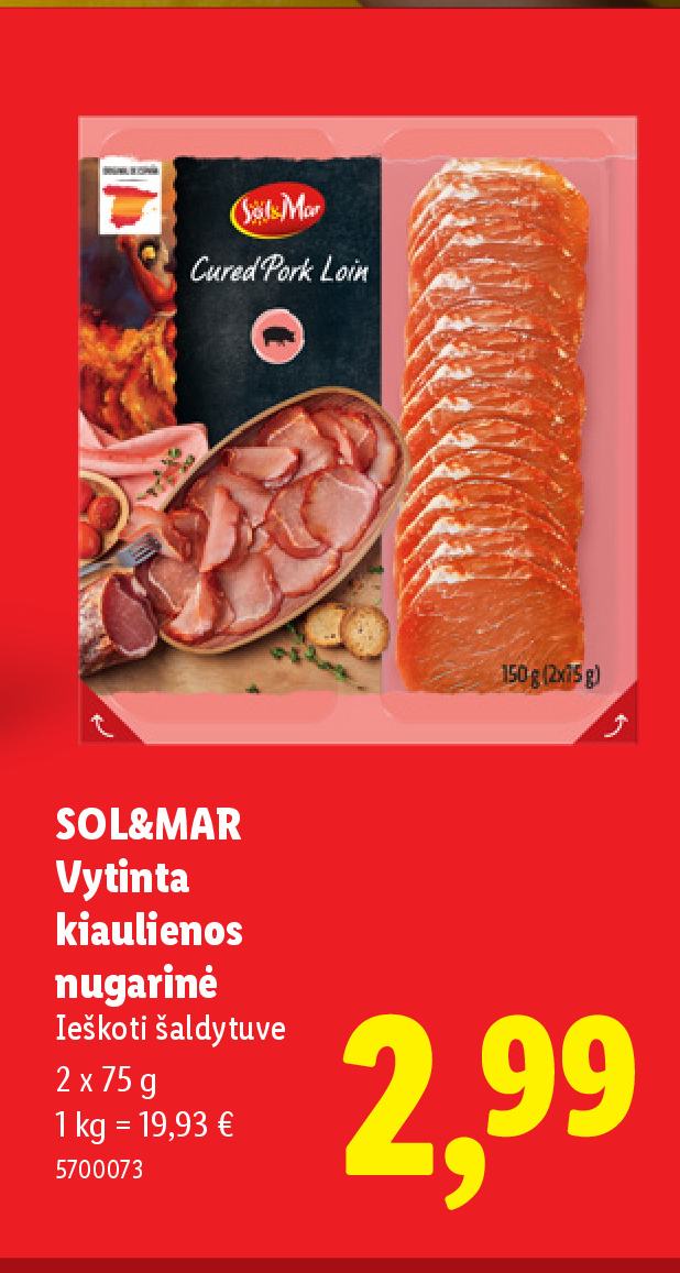 SOL&MAR Vytinta kiaulienos nugarinė, 2 x 75 g