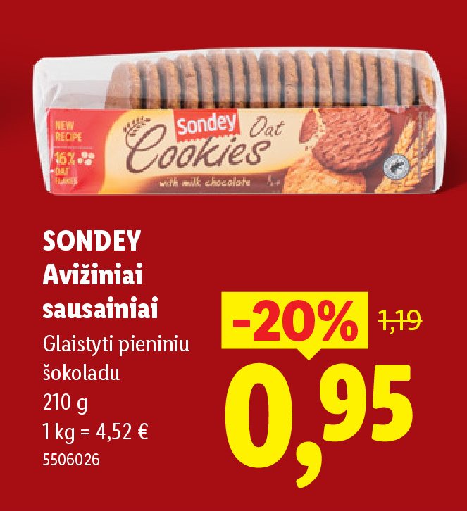 SONDEY Avižiniai sausainiai, 210 g