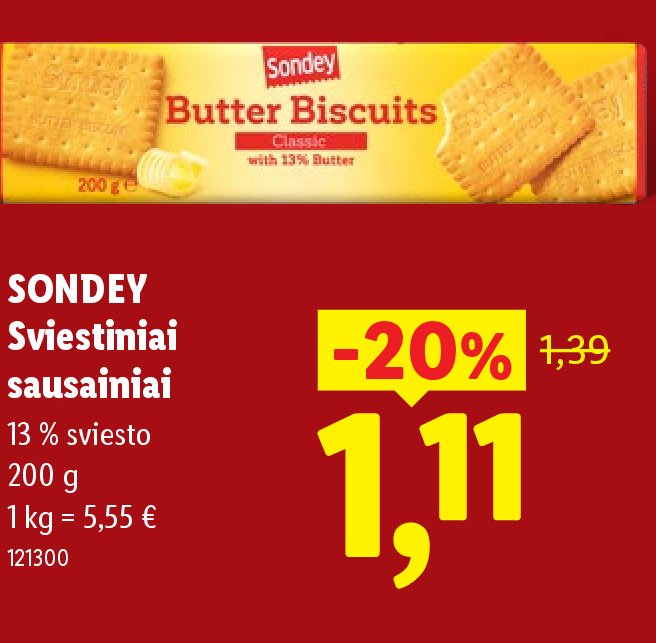 SONDEY Sviestiniai sausainiai, 200 g