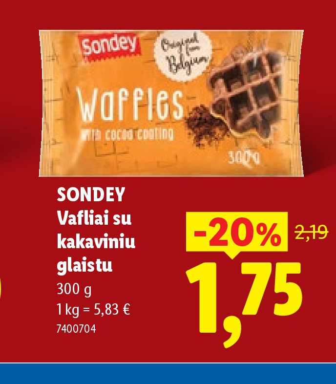 SONDEY Vafliai su kakaviniu glaistu, 300 g