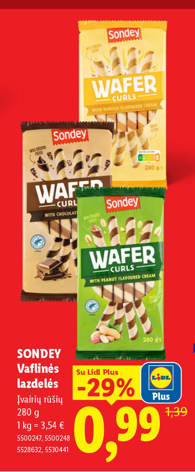 SONDEY Vaflinės lazdelės, 280 g