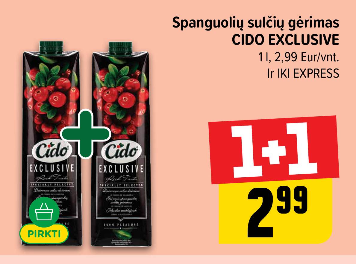 Spanguolių sulčių gėrimas CIDO EXCLUSIVE, 1 l