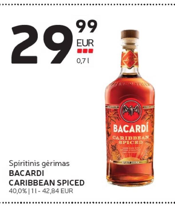 Spiritinis gėrimas BACARDÍ CARIBBEAN SPICED, 0.7 l