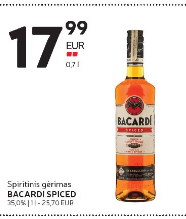 Spiritinis gėrimas BACARDÍ SPICED, 0.7 l