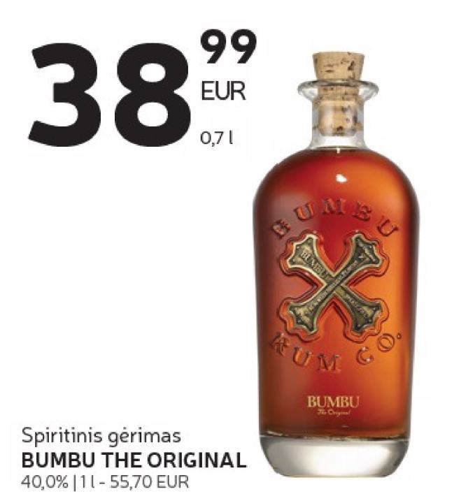 Spiritinis gėrimas BUMBU THE ORIGINAL, 0.7 l