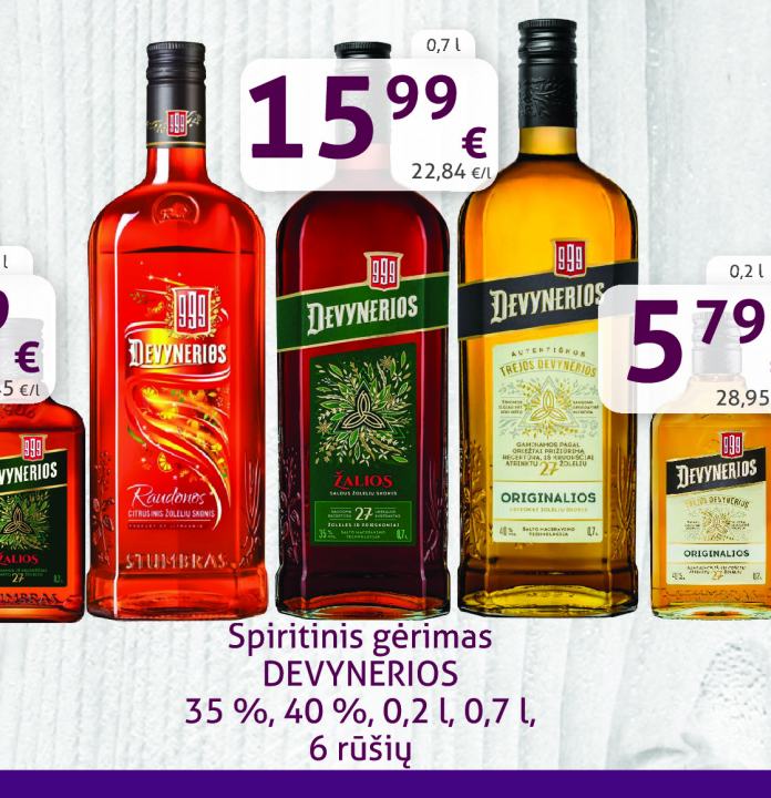 Spiritinis gėrimas DEVYNERIOS, 0.2 l
