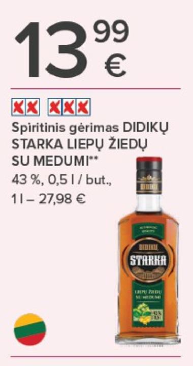 Spiritinis gėrimas DIDIKŲ STARKA LIEPŲ ŽIEDŲ SU MEDUMI, 0.5 l