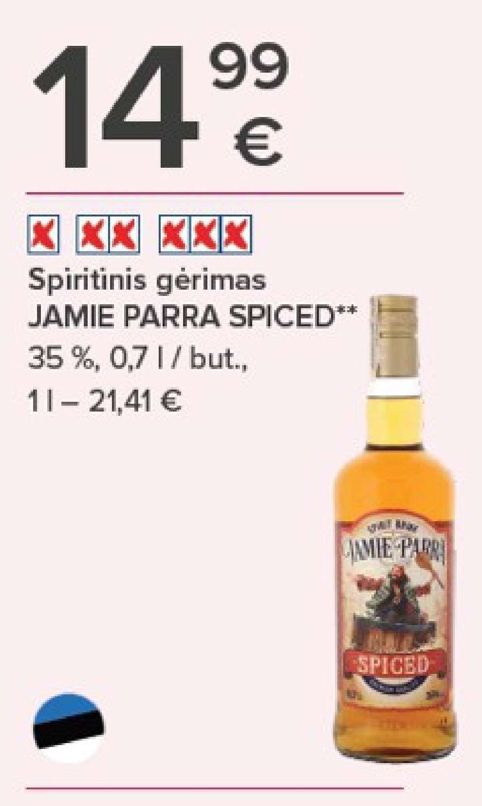 Spiritinis gėrimas JAMIE PARRA SPICED, 0.7 l