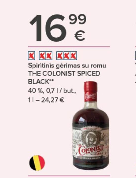 Spiritinis gėrimas su romu THE COLONIST SPICED BLACK, 0.7 l