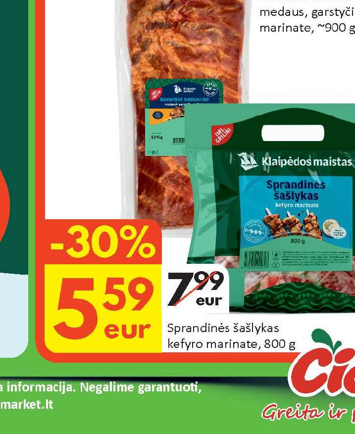 Sprandinės šašlykas kefyro marinate, 800 g
