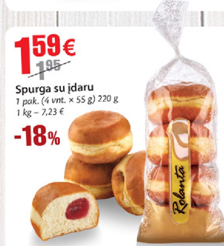 Spurga Spurga su įdaru, 55 g akcija | SuperAkcijos.lt