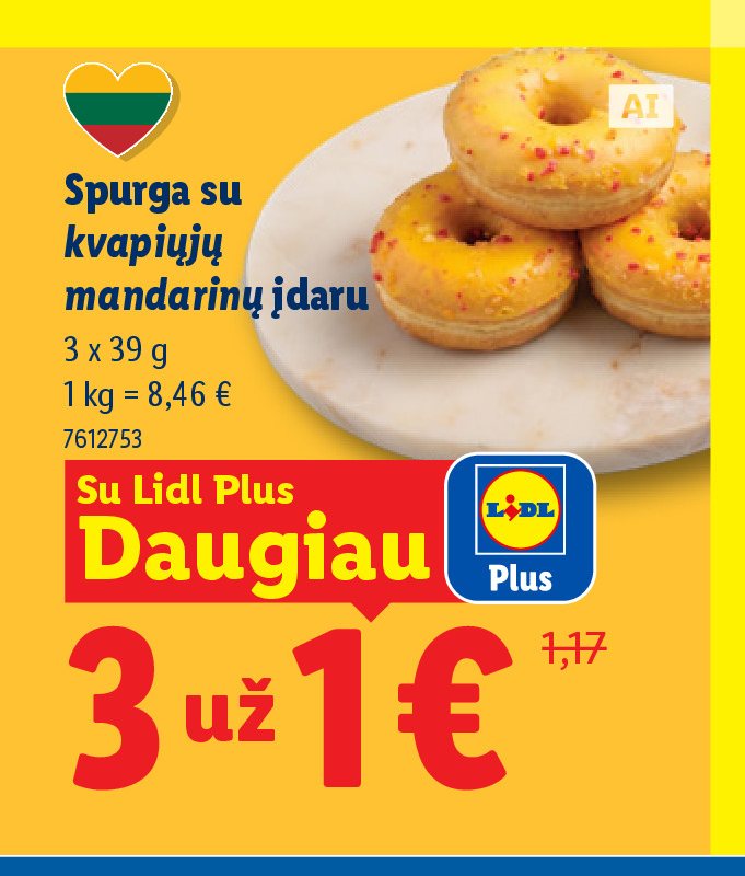 Spurga su kvapiųjų mandarinų įdaru, 3 x 39 g