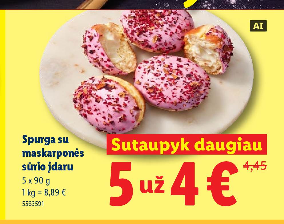 Spurga su maskarponės sūrio įdaru, 5 x 90 g