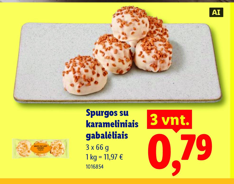 Spurgos su karameliniais gabalėliais, 3 x 66 g