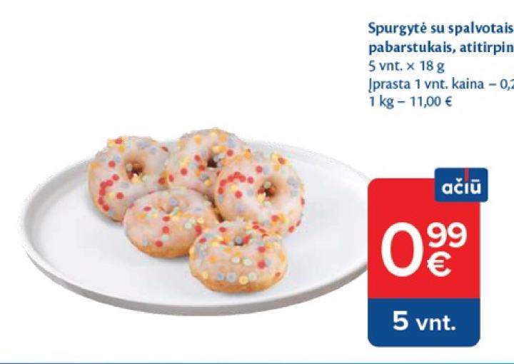 Spurgytė su spalvotais pabarstukais, atitirpinta, 5 vnt
