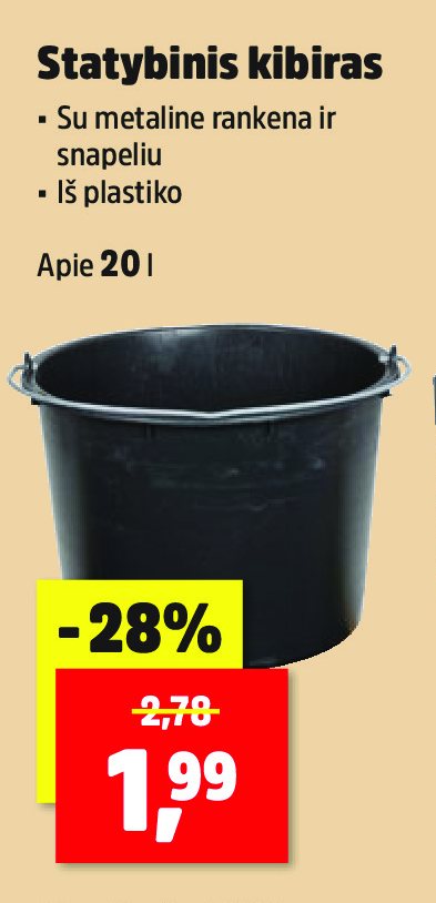 Statybinis kibiras, 20 l