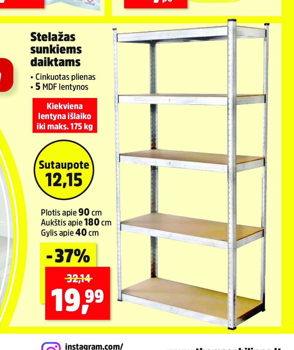 Stelažas sunkiems daiktams, 90 cm