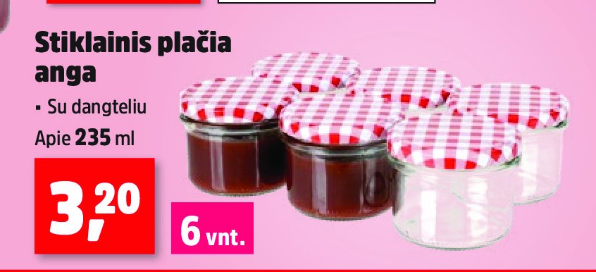 Stiklainis plačia anga, 235 ml