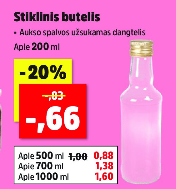 Stiklinis butelis, 200 ml
