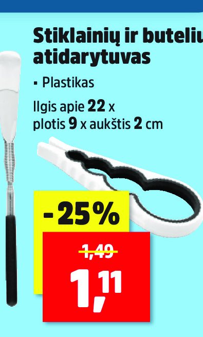 Stiklinių ir butelių atidarytuvas, 2 cm