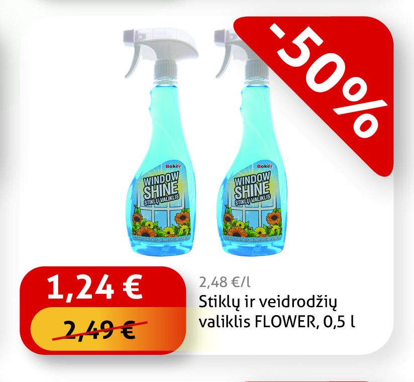 Stiklų ir veidrodžių valiklis FLOWER, 0.5 l