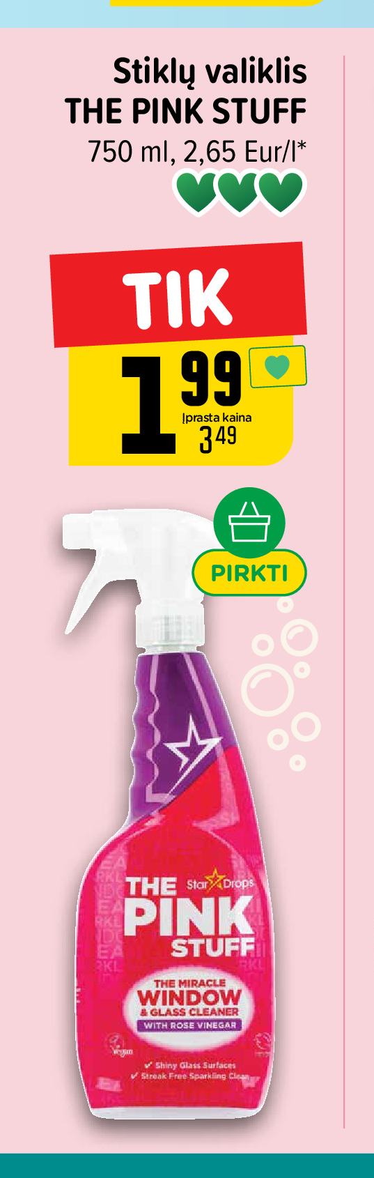 Stiklų valiklis THE PINK STUFF, 750 ml