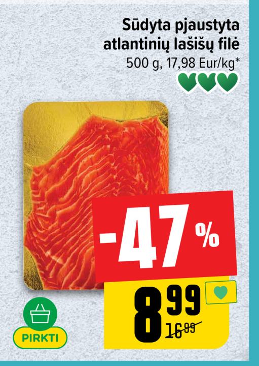 Sūdyta pjaustyta atlantinių lašišų filė, 500 g