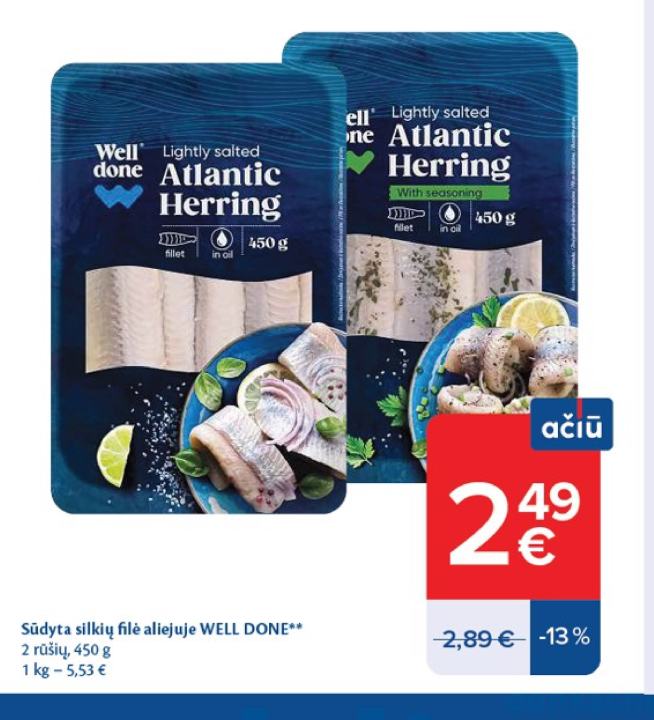 Sūdyta silkių filė aliejuje WELL DONE, 450 g