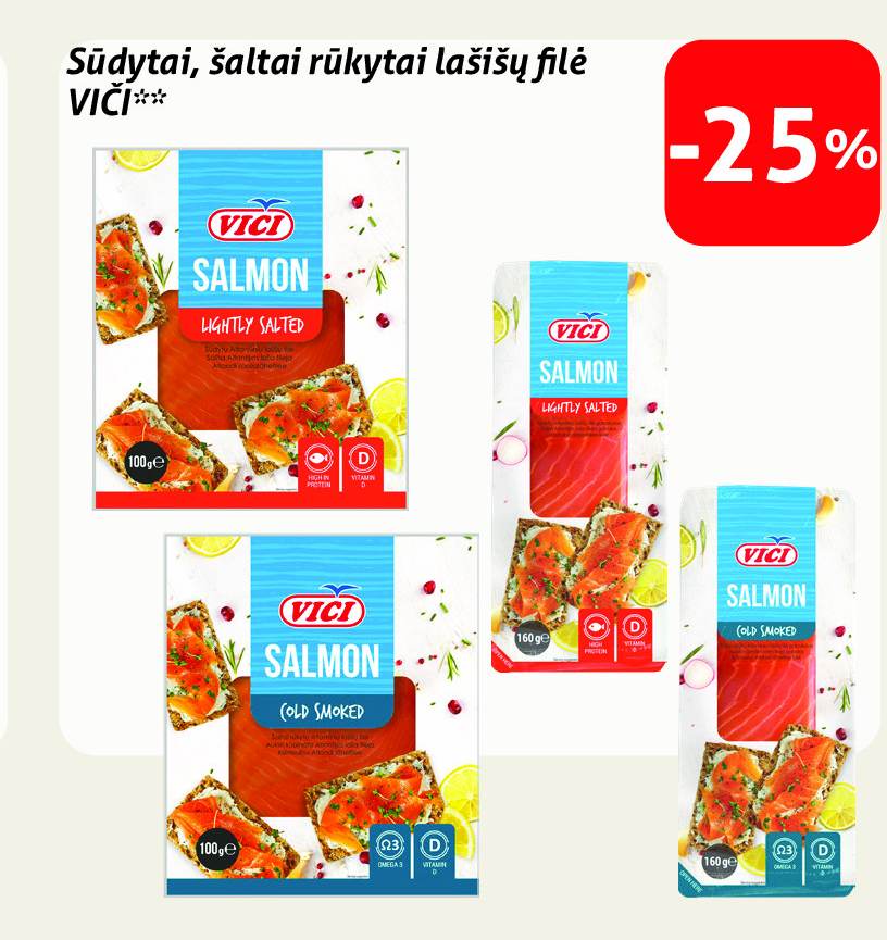 Sūdytai, šaltai rūkytai lašišų filė VIČI