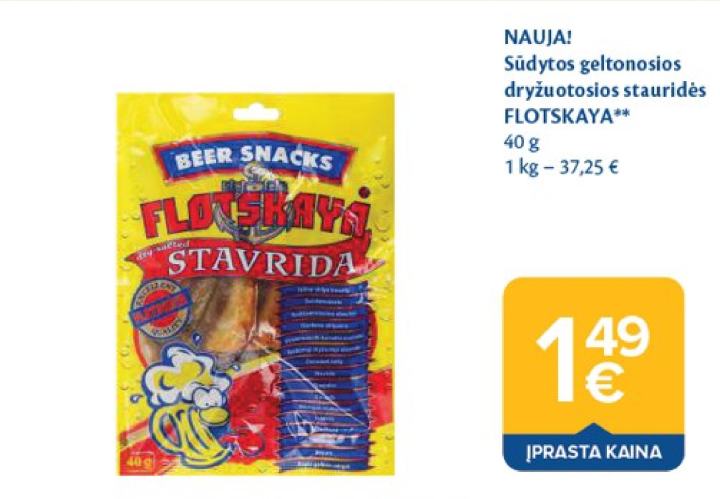 Sūdytos geltonosios dryžuotosios stauridės FLOTSKAYA, 40 g