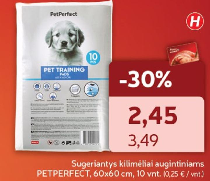 Sugeriantys kilimėliai augintiniams PETPERFECT, 60 x 60 cm