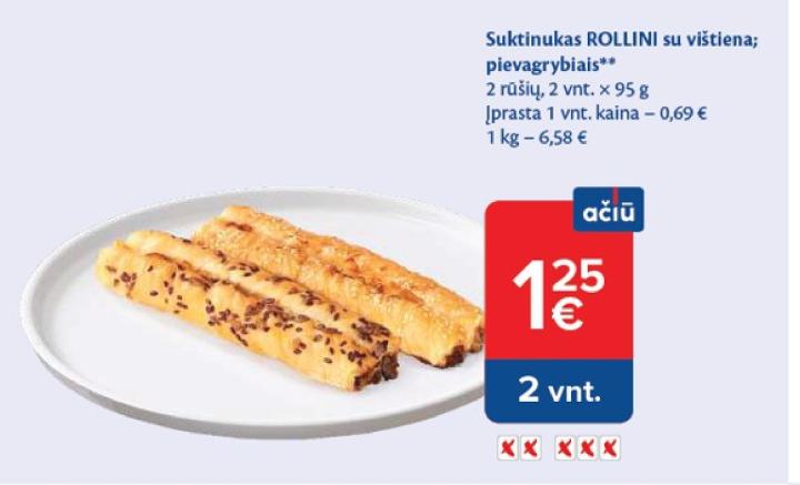 Suktinukas ROLLINI su vištiena; pievagrybiais, 2 vnt