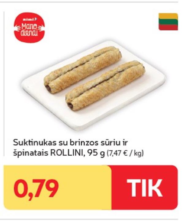 Suktinukas su brinzos sūriu ir špinatais ROLLINI, 95 g