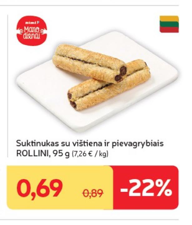 Suktinukas su vištiena ir pievagrybiais ROLLINI, 95 g