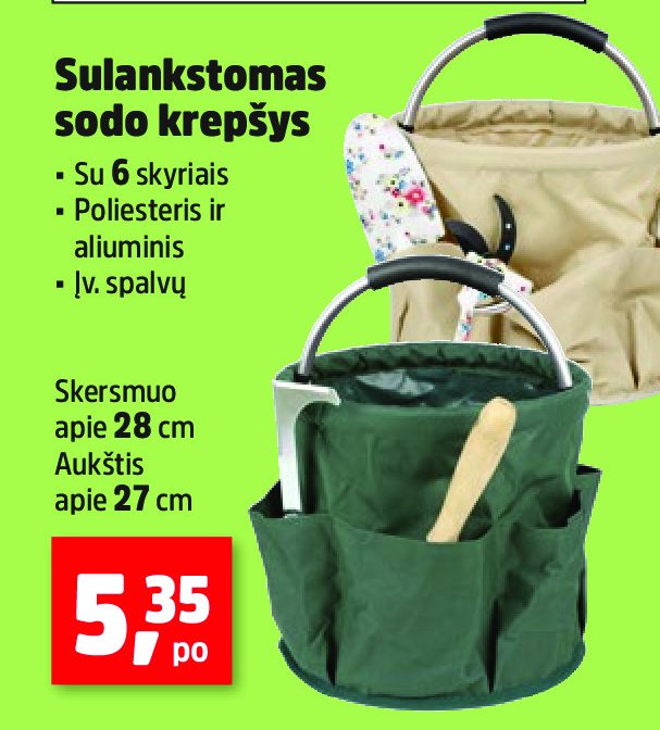 Sulankstomas sodo krepšys, 28 cm