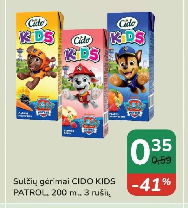 Sulčių gėrimai CIDO KIDS PATROL, 200 ml