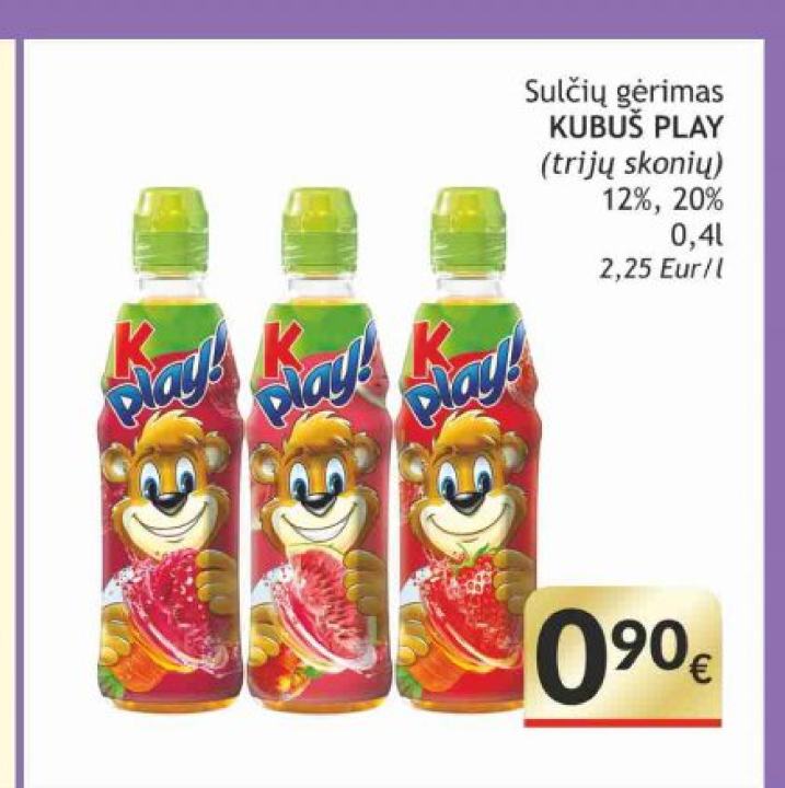Sulčių gėrimas KUBUŠ PLAY, 0.4 l