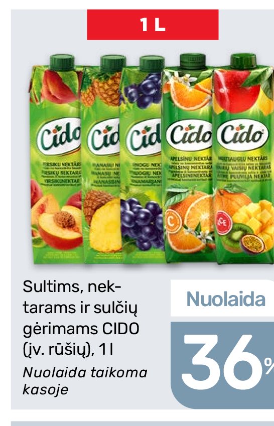 Sultims, nektarams ir sulčių gėrimams CIDO, 1 l