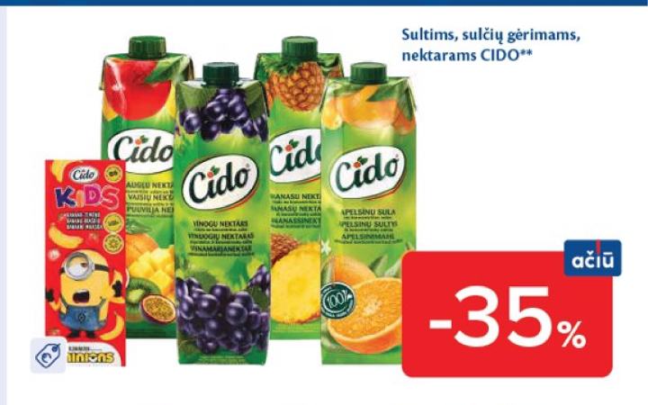 Sultims, sulčių gėrimams, nektarams CIDO