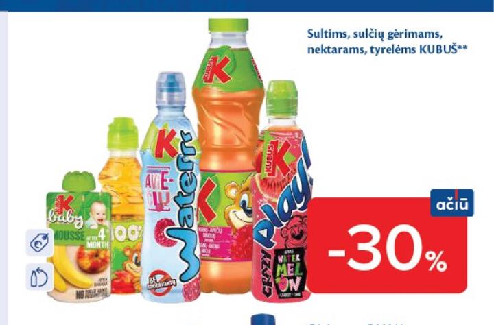 Sultims, sulčių gėrimams, nektarams, tyrelėms KUBUŠ