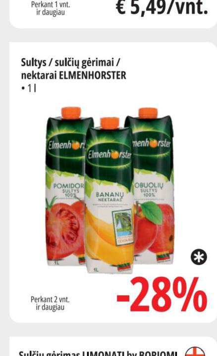 Sultys / sulčių gėrimai / nektarai ELMENHORSTER, 1 l