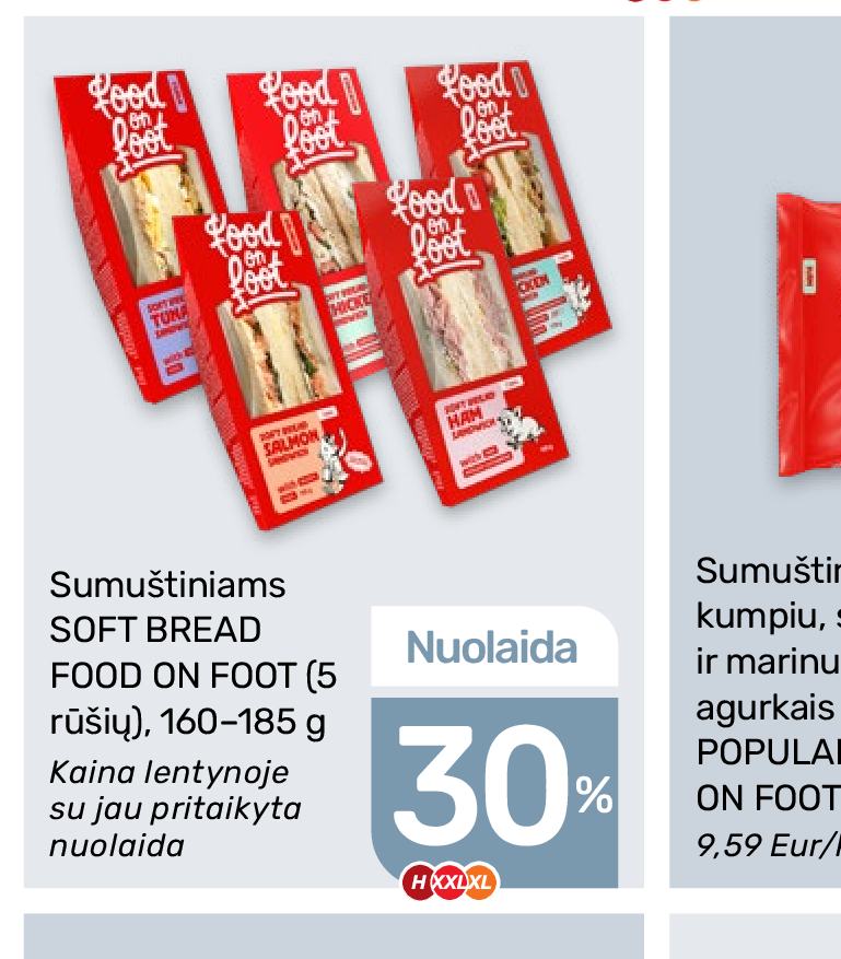Sumuštiniams SOFT BREAD FOOD ON FOOT (5 rūšių), 185 g