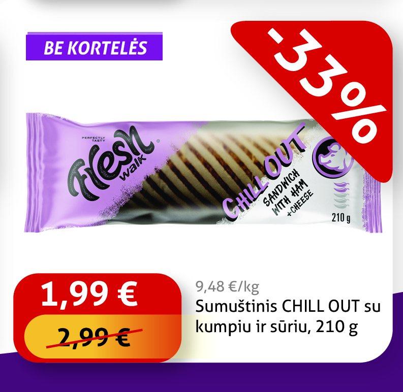 Sumuštinis CHILL OUT su kumpiu ir sūriu, 210 g
