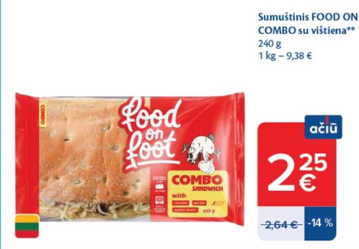 Sumuštinis FOOD ON FOOT COMBO su vištiena, 240 g
