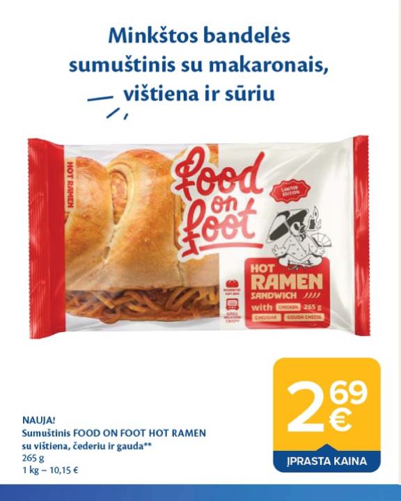 Sumuštinis FOOD ON FOOT HOT RAMEN, 265 g