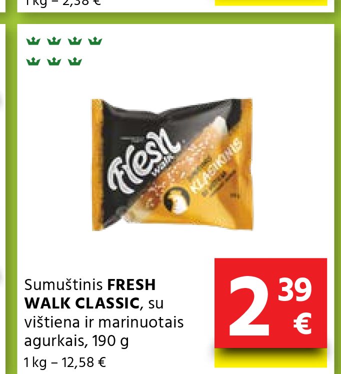 Sumuštinis FRESH WALK CLASSIC, su vištiena ir marinuotais agurkais, 190 g