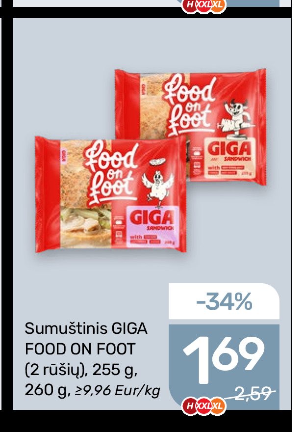 Sumuštinis GIGA FOOD ON FOOT, 255 g