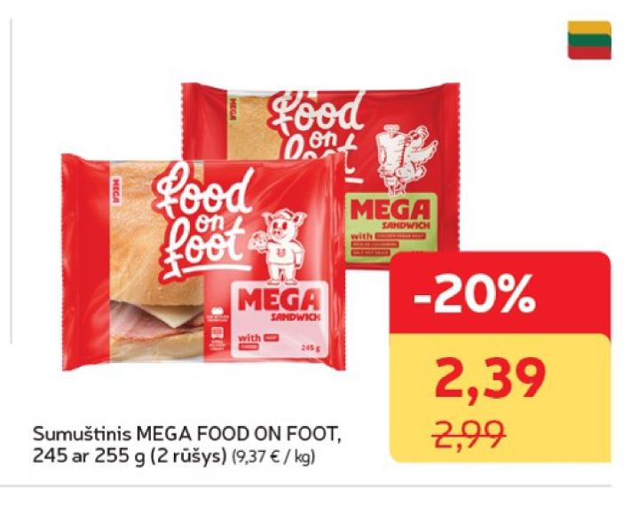 Sumuštinis MEGA FOOD ON FOOT, 255 g